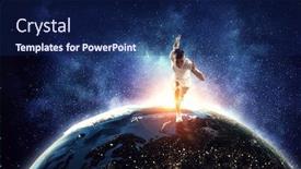  Presentation with world - PPT theme consisting of the-world-mixed-media background and a navy blue colored foreground