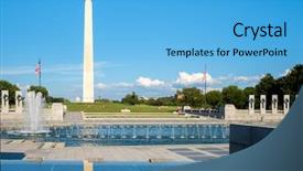  Presentation with world war - Colorful slide set enhanced with icon presidential government - washington monument and the world backdrop and a light blue colored foreground