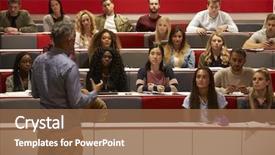  Presentation with students - Beautiful theme featuring theater - back view of man presenting backdrop and a coral colored foreground
