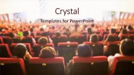  Presentation with blur - Theme consisting of theater - blur of theator people looking background and a sky blue colored foreground