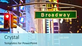  Presentation with light sign - Amazing PPT theme having theater - broadway sign and red stop backdrop and a arctic colored foreground