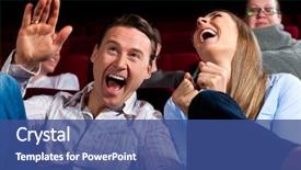  Presentation with cinema - Presentation featuring theater - couple and other people probably background and a ocean colored foreground