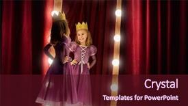  Presentation with costume - Beautiful PPT layouts featuring theater - cute little actress child girl backdrop and a wine colored foreground