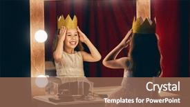  Presentation with costume - Theme consisting of theater - cute little actress child girl background and a coral colored foreground