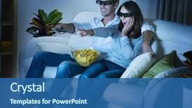  Presentation with film - Theme consisting of theater - family watching 3d film background and a ocean colored foreground