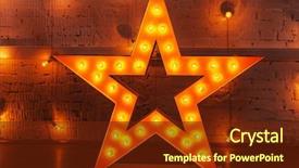  Presentation with star - Beautiful slide set featuring theater - golden star with light bulbs backdrop and a tawny brown colored foreground