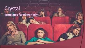  Presentation with big group people - Beautiful slide deck featuring theater - group of people watching boring backdrop and a tawny brown colored foreground