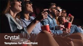  Presentation with happy image - Slide set featuring theater - image of young happy friends background and a tawny brown colored foreground