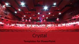  Presentation with illuminate - Colorful PPT theme enhanced with theater - low-angle view of ceiling backdrop and a crimson colored foreground