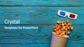  Presentation with popcorn - Theme consisting of theater - paper cup with popcorn background and a ocean colored foreground