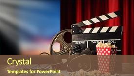  Presentation with accessories - Beautiful PPT theme featuring theater - retro film production accessories placed backdrop and a tawny brown colored foreground