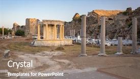  Presentation with ancient ruins - Colorful slide deck enhanced with theater - ruins of the ancient theatre backdrop and a coral colored foreground