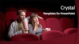  Presentation with red movie - Colorful PPT theme enhanced with theater - young cute couple sitting alone backdrop and a black colored foreground