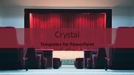  Presentation with theater stage - Presentation design consisting of theater-curtain-and-stage background and a tawny brown colored foreground