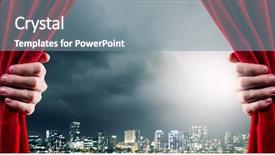  Presentation with curtain opening - Amazing presentation theme having theater curtains - close up of hand opening backdrop and a seafoam green colored foreground