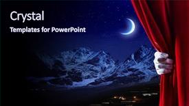  Presentation with theater curtain - PPT theme featuring theater curtains - human hand in white glove background and a navy blue colored foreground