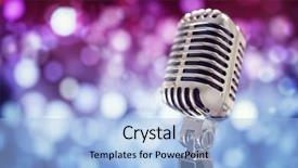  Presentation with stage - Amazing PPT theme having theater dance art - retro singing microphone with stage backdrop and a light blue colored foreground
