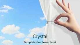  Presentation with curtain opening - PPT theme enhanced with theater free - close up of hand opening background and a sky blue colored foreground