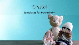  Presentation with sitting teddy bear isolated - PPT theme with theater free - dolls and teddy bear background and a light blue colored foreground