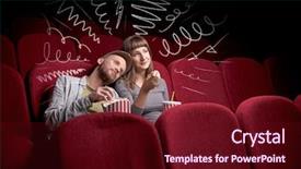  Presentation with movie cinema or theater audience - Colorful presentation theme enhanced with theater free - young cute couple sitting backdrop and a  colored foreground