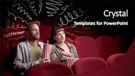  Presentation with movie popcorn - PPT layouts with theater free - young cute couple sitting background and a  colored foreground