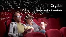  Presentation with movie popcorn - Theme with theater free - young cute couple sitting background and a  colored foreground