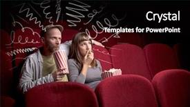  Presentation with movie theater - PPT theme enhanced with theater free - young cute couple sitting background and a  colored foreground