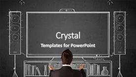  Presentation with home - Amazing presentation having theater minds - young businessman standing and enjoying backdrop and a  colored foreground