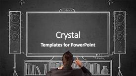  Presentation with home - PPT theme having theater minds - young businessman standing and enjoying background and a  colored foreground