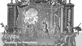  Presentation with vintage theater - Amazing presentation design having theater-on-which-bombario-blows backdrop and a gray colored foreground