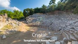  Presentation with ancient ruins - Audience pleasing PPT theme consisting of theater-ruins-in-the-ancient backdrop and a coral colored foreground
