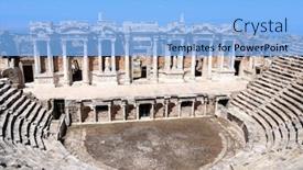  Presentation with theater stage - Amazing slides having theater-stage-in-ancient-amphitheater backdrop and a light blue colored foreground