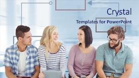  Presentation with mind map diagram - Cool new slide set with theather - group meeting and colorful mind backdrop and a light blue colored foreground