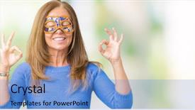  Presentation with meditation - Presentation design consisting of theather mysterys - beautiful middle age woman wearing background and a light blue colored foreground