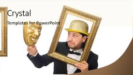  Presentation with theater - Presentation consisting of theather mysterys - man with theater mask isolated background and a  colored foreground