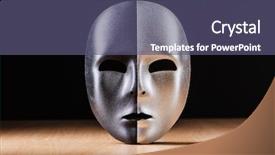  Presentation with laryngeal mask airway - Presentation theme featuring theather mysterys - mask against the dark background background and a violet colored foreground