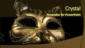  Presentation with carnival - Cool new PPT theme with theather mysterys - ornate carnival mask over black backdrop and a tawny brown colored foreground
