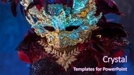  Presentation with theater curtain - Colorful slide deck enhanced with theather mysterys - red golden venetian carnival mask backdrop and a wine colored foreground