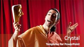  Presentation with actor - Slide deck consisting of theatre arts - actor with maks background and a tawny brown colored foreground