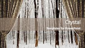  Presentation with curtains - PPT theme consisting of theatre door - open curtains on the background background and a  colored foreground