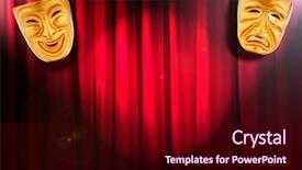  Presentation with performance - Presentation theme enhanced with theatre performance concept with masks background and a wine colored foreground
