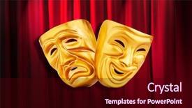  Presentation with performance - Slide deck with theatre performance concept with masks background and a wine colored foreground