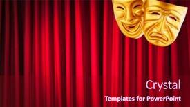  Presentation with performance - Presentation theme consisting of theatre-performance-concept-with-masks background and a crimson colored foreground
