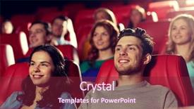  Presentation with cinema theatre - Colorful slide deck enhanced with theatre screen - cinema entertainment and people concept backdrop and a violet colored foreground