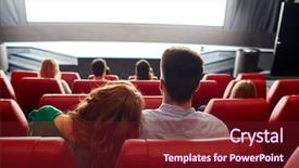  Presentation with movie screen - Audience pleasing PPT theme consisting of theatre screen - cinema entertainment leisure and people backdrop and a tawny brown colored foreground