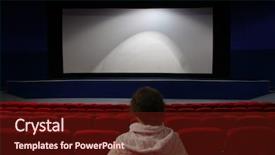  Presentation with cinema - Amazing theme having theatre screen - girl in cinema backdrop and a tawny brown colored foreground