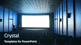  Presentation with cinema theatre - Audience pleasing slides consisting of theatre screen - hall of cinema backdrop and a wine colored foreground