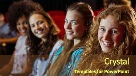  Presentation with cinema - Amazing slide set having theatre screen - young friends watching a film backdrop and a  colored foreground
