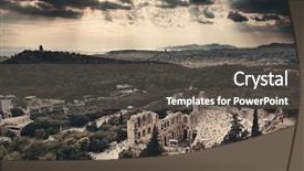  Presentation with theatre - Amazing theme having theatre viewed from above greece backdrop and a  colored foreground