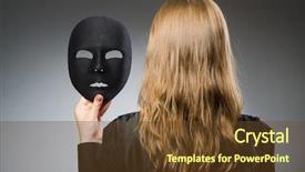  Presentation with funny - Colorful PPT layouts enhanced with theatrical - woman with mask in funny backdrop and a tawny brown colored foreground